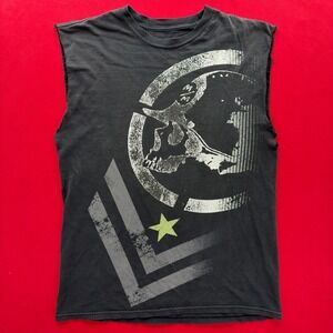 Vintage Metal Mulisha Muscle Tee Black Skull Graphic Sleeveless T-Shirt Y2K Med
